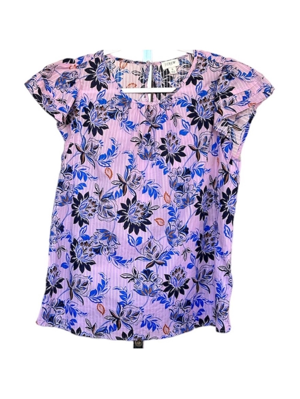 J. Crew Lavender Floral Scoop-Neck Cap Sleeve Top Shirt S